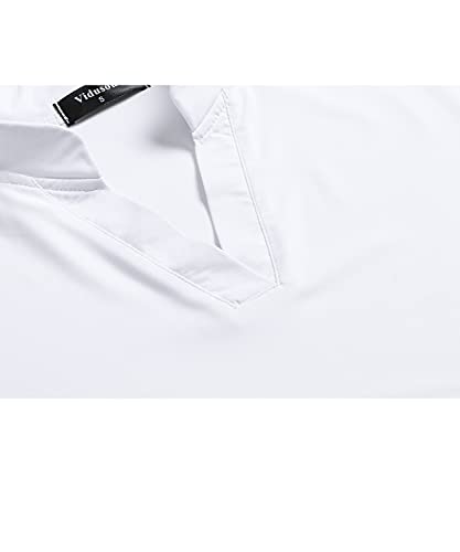 Vidusou Golf Polo Shirts For Women,Womens Golf Apparel Short Sleeve V Neck Athletic Tops Running Gym Tennis Workout Shirts For Women White L #TOP2