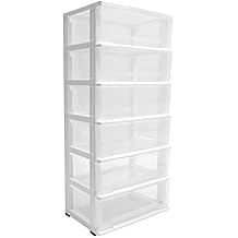 6 Clear Drawer Storage Organizer Rolling Cart,Home Organization Storage Container Tower with Wheels,Plastic Drawers Dresser for Classroom,Office,Living Room