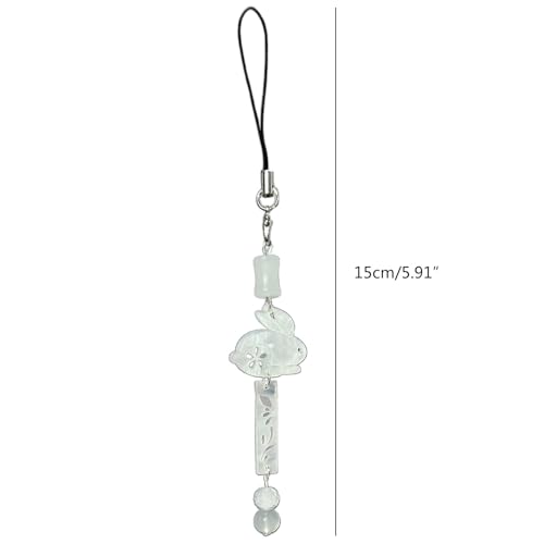 KUFptva Rabbit Phone Charm Phone Pendant Keychain Keyring Acrylic Rabbit Phone Chain for Women Key Chain Accessory