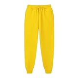 WUSQHY Sweatpants Loose-Fitting Casual Hip-Hop Style Athletic Pants with Elastic Waistband-Yellow-XXL
