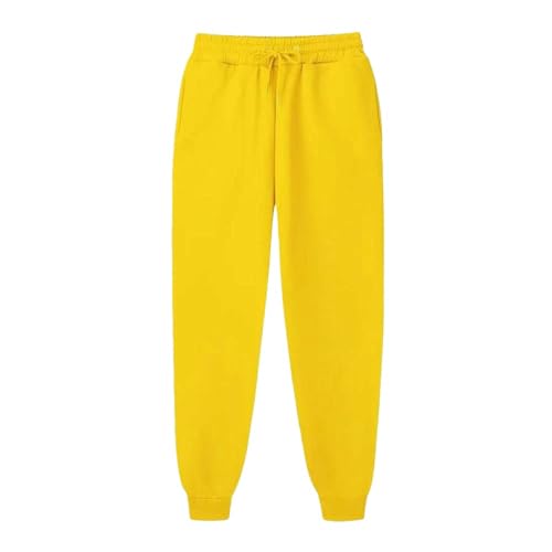 WUSQHY Sweatpants Loose-Fitting Casual Hip-Hop Style Athletic Pants with Elastic Waistband-Yellow-XXL