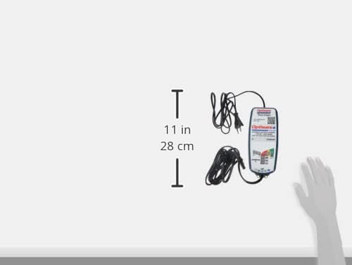 Size comparison of the OptiMate 6 Ampmatic charger, showing dimensions of 11 inches (28 cm).