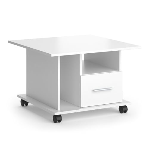 Vicco Couchtisch Ender, Weiß, 70 x 70 cm, zur Ablage von Zeitschriften und Fernbedienungen geeignet