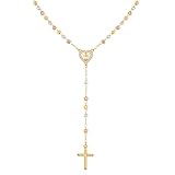 VNOX Rosenkranz-Halskette mit Kreuz der Jungfrau Maria für Frauen - Langer Rosenkranz der Jungfrau von Guadalupe in Gold und Silber - Katholische Halskette mit Herzdetails, Kreuz- Religiöses Geschenk