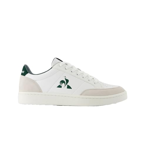 Le COQ Sportif – COURTNET Optical White/Trekking Green – Zapatillas de Hombre de Piel sintética Textil de Goma de diseño clásico para Uso Diario – Talla 39 EU – Bicolor