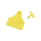 100 etiquetas de oreja de cerdo sin palabra, etiqueta en blanco con aretes, tarjeta de identificación de ganado de animales de granja (amarillo)