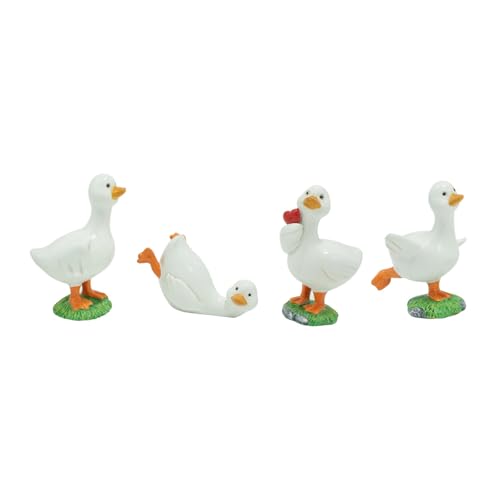 Piceioep Lot de 4 figurines de canard décoratives en résine pour jardin, paysage et espace intérieur
