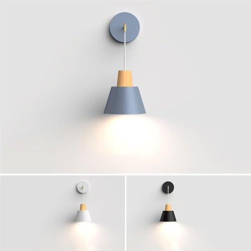 Lámpara de pared para mesita de noche de madera resistente, aplique moderno ajustable 4