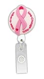 Pink Ribbon 3D Rubber Retractable Badge Holder