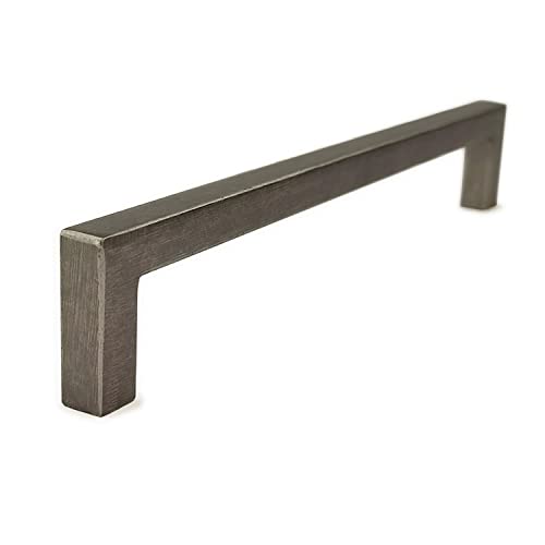 French Furniture Fittings Set of 6 Antique Pewter Finish Kitchen Cabinet D Pull Handles for Cupboard Doors and Drawers, bar, Grey - Image 2