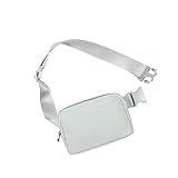 ODODOS Unisex Fanny Pack with Adjustable Strap Mini Belt Bag for Workout Running Travelling Hiking, Light Grey