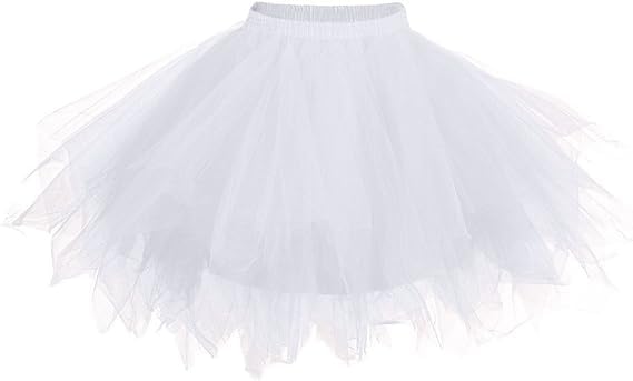 Damen Karneval Kostüm Tüllrock 80er Puffy Tütü Röcke Tüll Petticoat (DE/NL/SE/PL, Alphanumerisch, Einheitsgröße, Regular, Regular, Z 15)