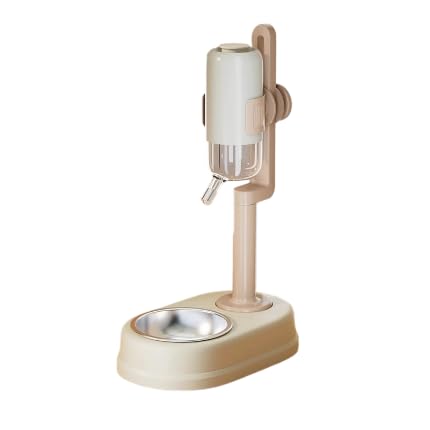 KIEHUA犬用飲用噴水は口を濡らしませんペット用自動吊り下げ飲用噴水給水器猫用ボウル垂直ケトル犬用ボウル (ステンレス鋼,ホワイト)