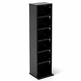 Oypla 6 Tier Black Wooden CD DVD Game Book Shelf Storage Tower Rack - Fits 102 CDs