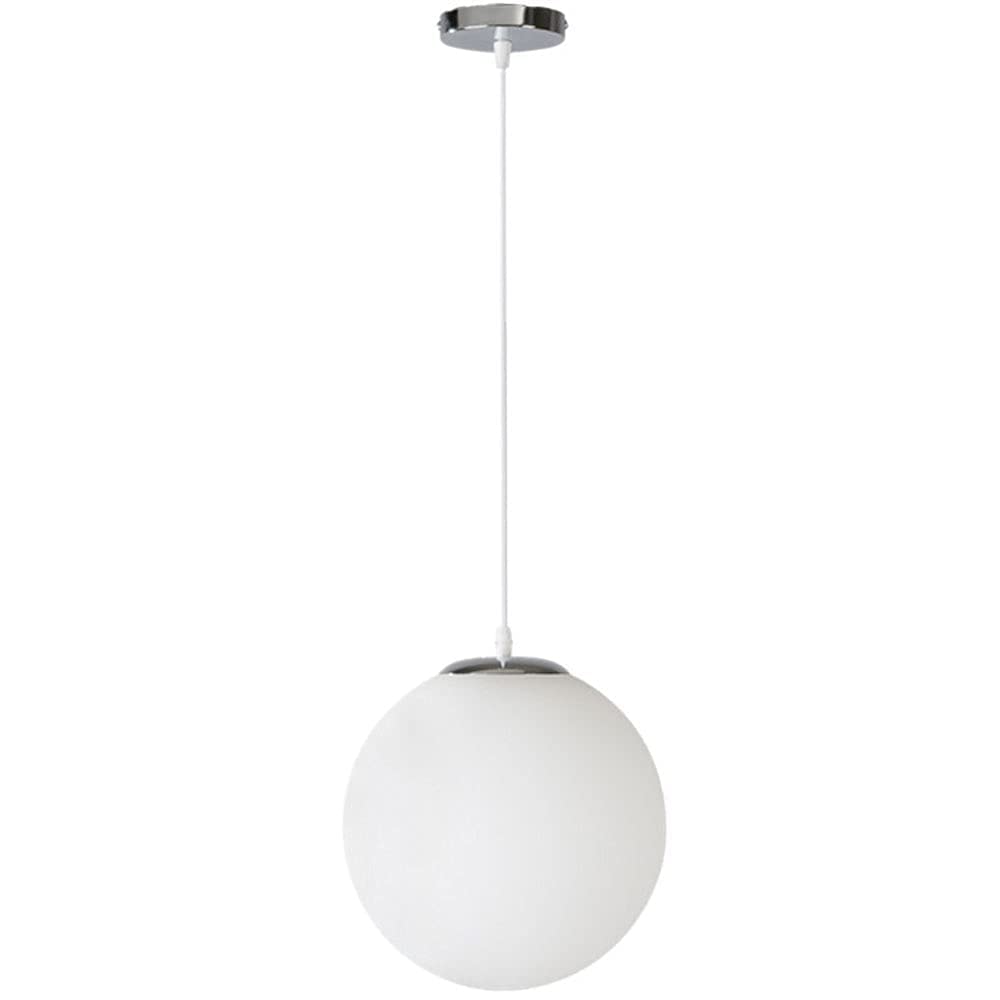 Suspension boule en verre blanc laiteux haut de gamme et luminaire en fer forgé chic