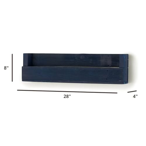 Drakestone Designs Rustic Wood Floating Book and Display Shelves, 28 Inches, Navy Blue, 2 Pack - Thumbnail 3