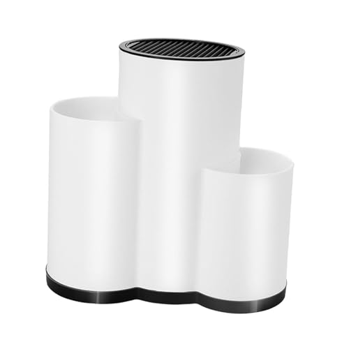 IEEDFJKK Supporto per portacoltelli da banco, organizza vari coltelli, forbici e forchette per un facile accesso alla cucina. Supporto per mensola portaoggetti da cucina, Bianco 3 slot, 23x22.5 cm