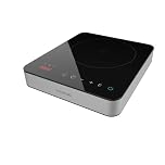 Cecotec Placa de Inducción Portátil 1 Fuego Full Magma Single. 2000W, Diseño de Cristal Esmaltado, 10 Niveles de Potencia, Control Táctil, Temperatura Ajustable, Protección contra Sobrecalentamiento