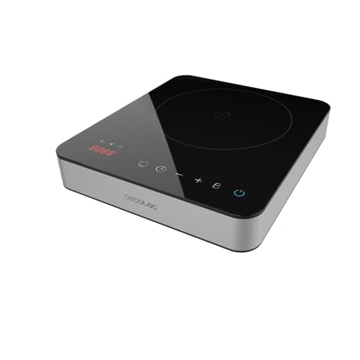 Cecotec Placa de Inducción Portátil 1 Fuego Full Magma Single. 2000W, Diseño de Cristal Esmaltado, 10 Niveles de Potencia, Control Táctil, Temperatura Ajustable, Protección contra Sobrecalentamiento