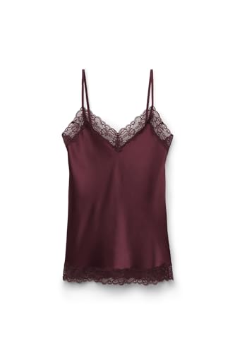 Intimissimi Woman's Lace and Silk Top in Burgundy, Size M