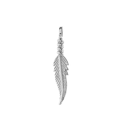 Dainty 10k White Gold Feather Charm Pendant