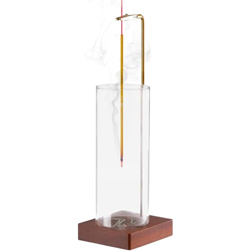 Focenat Soporte Incienso Invertido, Soporte de Incienso de Madera, Quemador de Incienso con Botella de Cristal Extraíble, para Dormitorios, Salas de Meditación, Decoración del Hogar, Yoga