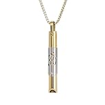 Fresilkora Breathing Necklace, Anxiety Relief Necklace, Stop Vaping Breath Link for Stress Relief & Calm Carry, Whistle Aids Air Inhaler for ADHD Yoga Meditation, Relax Gifts for Men Women (Gold)