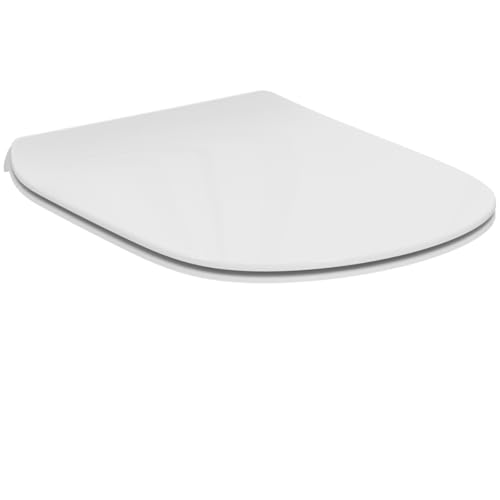 Ideal Standard Tesi Abattant WC, Forme en D, Abattant de toilette durable avec système de dégagement rapide pour un nettoyage facile, en duroplast robuste – Blanc (370x450x45 mm)