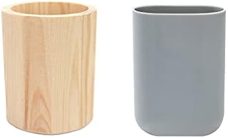 2 Pcs Pen Pot Round Tube Wooden Pen Container Pencil Pot Storage Box for Desktop Storage Office Organization