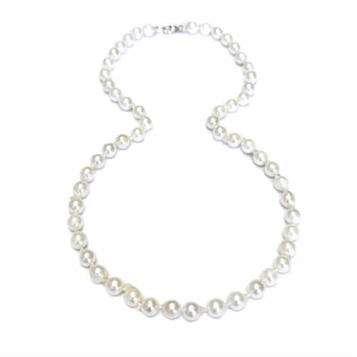 .925 Sterling Silver 7-8mm Akoya cultured semi baroque pearl necklace