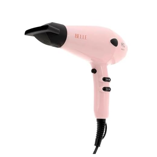 MQ HAIR - Secador de Cabelo MQ Beauty Belle - Motor Profissional, Tecnoloia Turmaline Ion, 3 Níveis de Temperatura - Filtro Removível, Função Ar Frio, Cabo 1,8 Metros - 2000w, 220v - Rosa