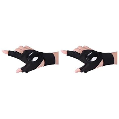 wueiooskj 2 Satz von Fingerlose Angelhandschuhe Flexibles Doppel LED Handschuhzubehör Rechts Cover
