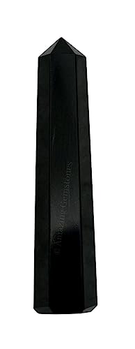 Image of Amazing Gemstone Black Agate Crystal Towers ~ Natural Healing Crystal Point Obelisk for Reiki Healing and Crystal Grid (3 inch to 4 inch INCH)