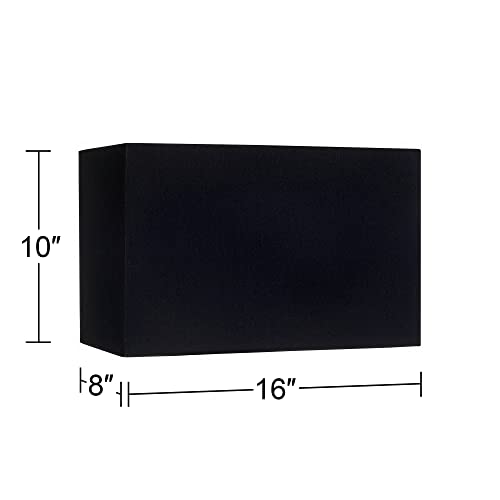 Black Medium Rectangular Hardback Lamp Shade 16" Wide X 8" Deep X 10" High (Spider) Replacement With Harp And Finial - Springcrest #TOP3