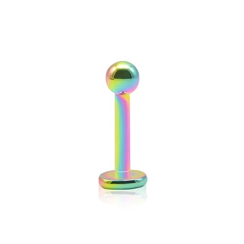 Titanium 16G Horseshoe Rings internally threaded Spikes Nose Septum Hoop Earring Eyebrow Tragus Lip Rings Daith Helix 6-12mm Smily Piercing Jewelry for Women Men (Lip Stud-Rainbow-Balls, 16Gauge 1.2x10mmx3mm)