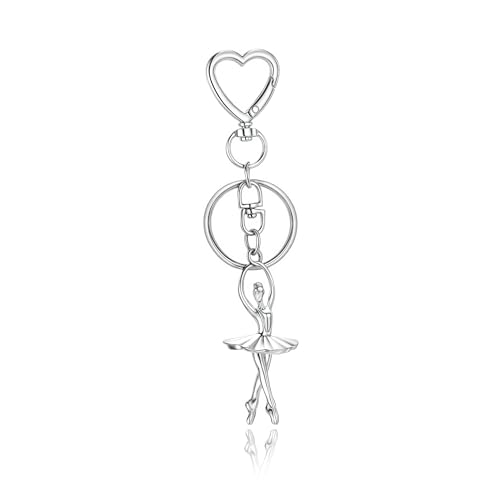 Bag Charm Heart-Shaped Keychain with Ballet Dancer, Bunny Backpack, Ballet Shoes Purse Charms for Handbags 3D Keychain