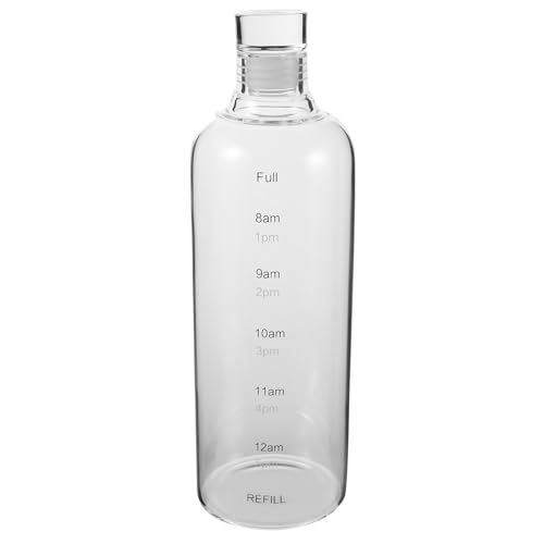 Botella de vidrio reutilizable de 1000ml transparente con marcador de agua 2
