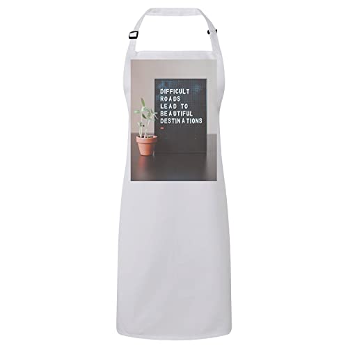 Tablier cuisine premium blanc en coton avec citation motivante élégante
