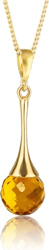 Amber by Mazukna Natürlicher Baltischer Grüner Bernstein Anhänger für Damen, Tropfen Halskette mit vergoldeter Sterling Silber Kette, leichtes 18 Zoll Schmuckgeschenk für...