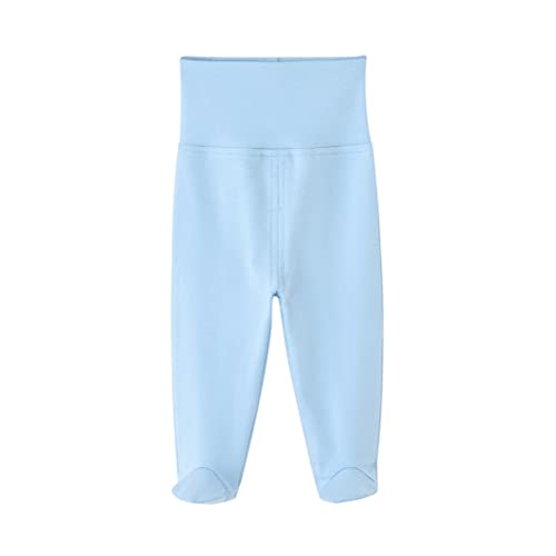 LNICEAR Infant Baby Boys Girls Footed Pants Solid Color Cotton High Waist Casual Leggings Blue 12 Months