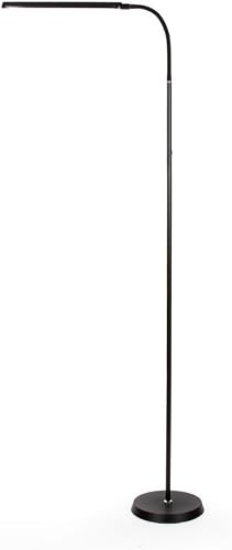 LED Floor Lamp, Black, Adjustable Gooseneck with 360° Rotating Head, Dimmable, 3 Colour Temperatures, 1.5m, for Living Room, Bedroom or Office
