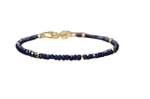 Bracelet lapis lazuli 3mm en pierre naturelle taillée et fermoir doré