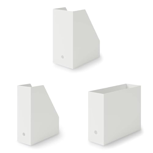 【セット買い】無印良品 スタンドファイルボックス・ワイド・ホワイトグレー 約幅15×奥行27.6×高さ31.8cm 83904357 + スタンドファイルボックス・ホワイトグレー 約幅10×奥行27.6×高さ31.8cm 83904340 + ファイルボッ