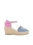 Azarey Alpargatas DE CUÑA Multicolor Azul Y Rosa con Detalle Decorativo Y Pulsera - (Talla 38)