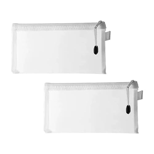 Image of 2 Stationary Transparent Folder, Mesh Zipper Folder, Student Pencil case, Document Holder, Pencil Pen Cases, Envelope Bag, Cosmetic Pouch with Zipper, Travel Organizer(Small)