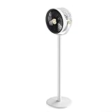 Ventilador de pie para dormitorio con oscilación de 360 grados, control de velocidad de 5 niveles, aromaterapia y batería recargable integrada de 4000 mAh (blanco gris)