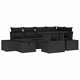 vidaXL Conjunto de sofá de jardín 7 pcs Negro ratán sintético, Sofá Exterior Flexible, Modular, Resistente al Clima, Ahorra Espacio, Ideal para el jardín y convertir en Comedor