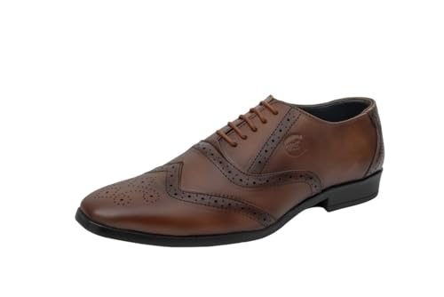 Image of Men's Handcrafted Oxford Lace-up Shoes with Broguing - Crafting Luxury and Elegance for You Tan 8