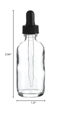 Premium Vials B37-40CL Boston Round Glass Bottle with Dropper, 2 oz Capacity, Clear (Pack of 40)