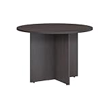 Bush Business Furniture 42-inch Round Conference Table with Wood Base, Circular Meeting Room Desk for 4 Users, Storm Gray